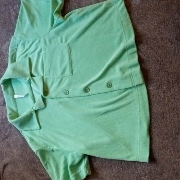 Fabletics Island Terry Boxy Button Up in Tropical Water - Picture 1 of 9